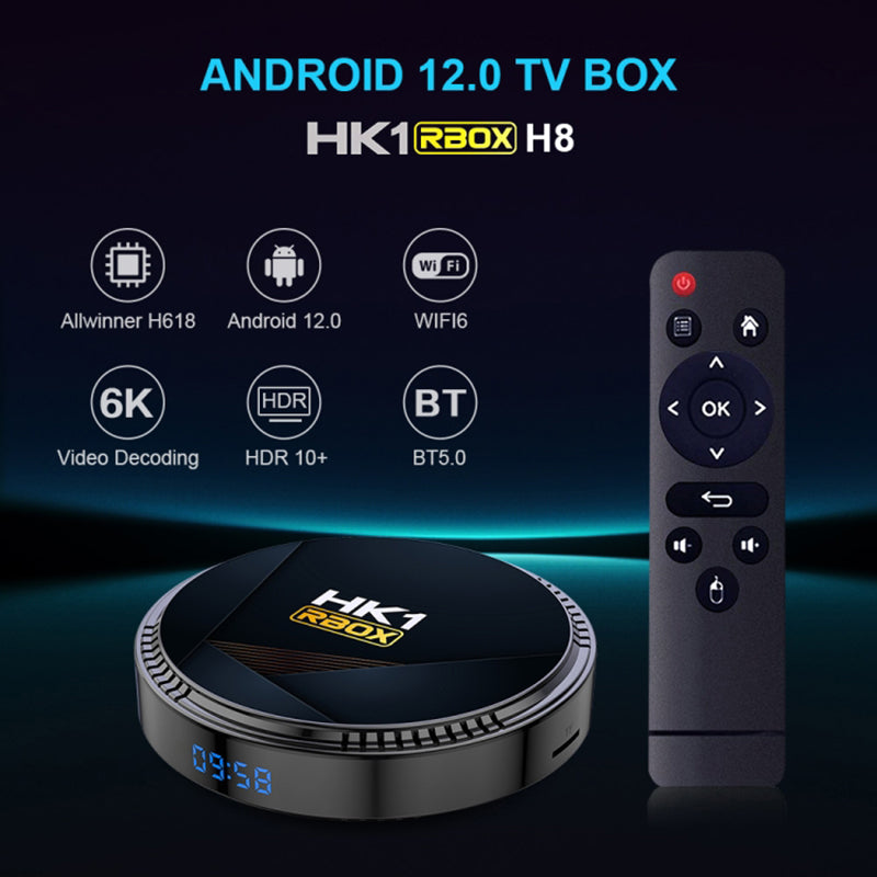 HK1 RBOX H8 H618 Ultra HD 4K Output Mini Set top Box Android 12 4GB 64GB TV Box Support 6K Video Decoding HK1 RBOX H8 H618 Ultra HD 4K Output Mini Set top Box Android 12 4GB 64GB TV Box Support 6K Video Decoding